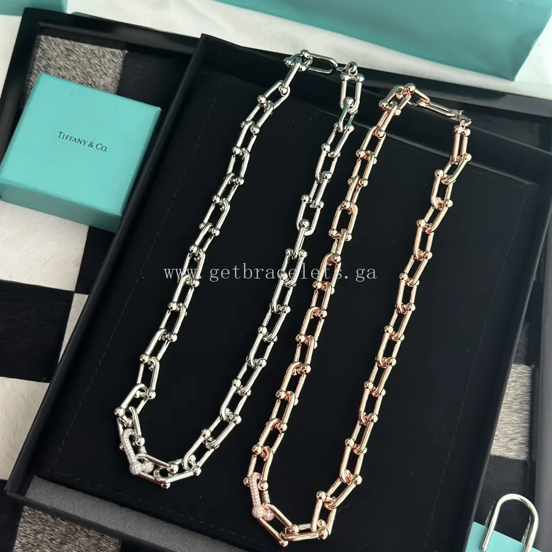 Tiffany HardWear Link Necklace With Diamonds Rose Gold/White Gold