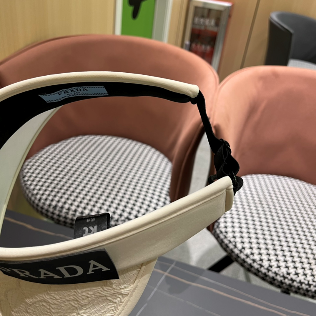 Prada Small Fragrant Wind Shade UV Protection Empty Top Hat  Sunhat （Replica）