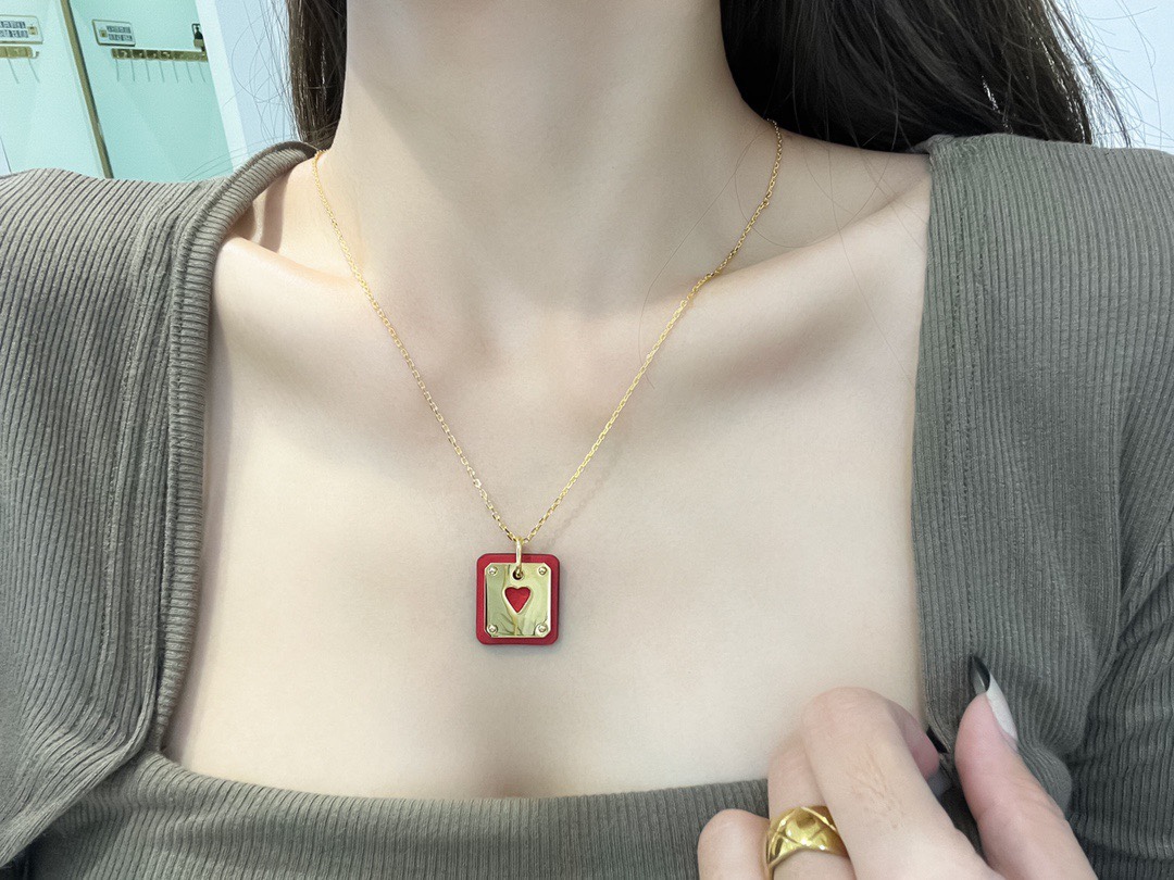 Hermes Card Necklace with Cowhide Leather