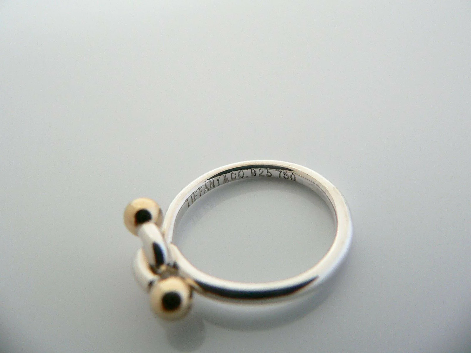 Tiffany & Co Silver 18K Gold Love Knot Infinity Ring Band Sz 5.25 Gift Rare