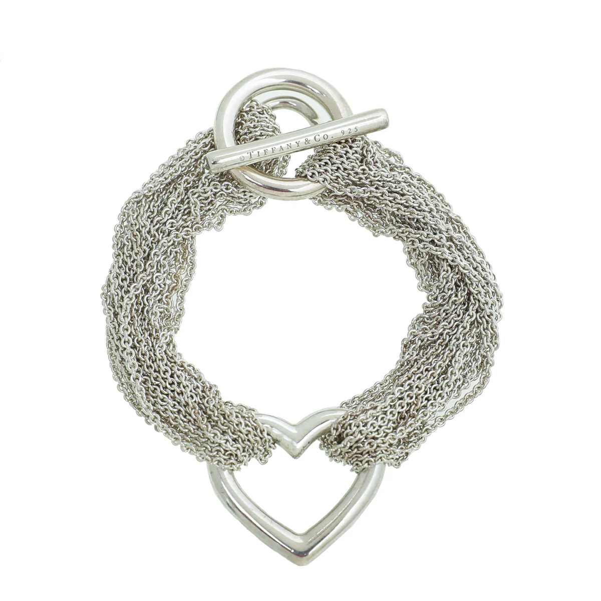 Tiffany & Co Silver Multi-Strand Mesh Heart Bracelet