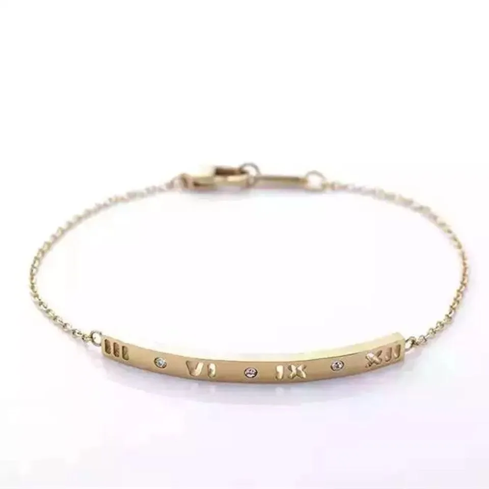 Tiffany Atlas Pierced Bar Bracelet With Crystals Rose Gold Newest Design Design Classy GRP07000/GRP09073