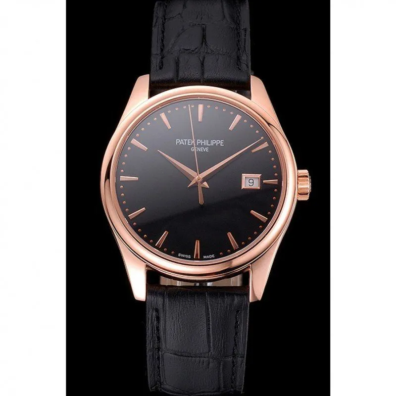 Calatrava Black Dial 38 mm, Rose Gold Plated