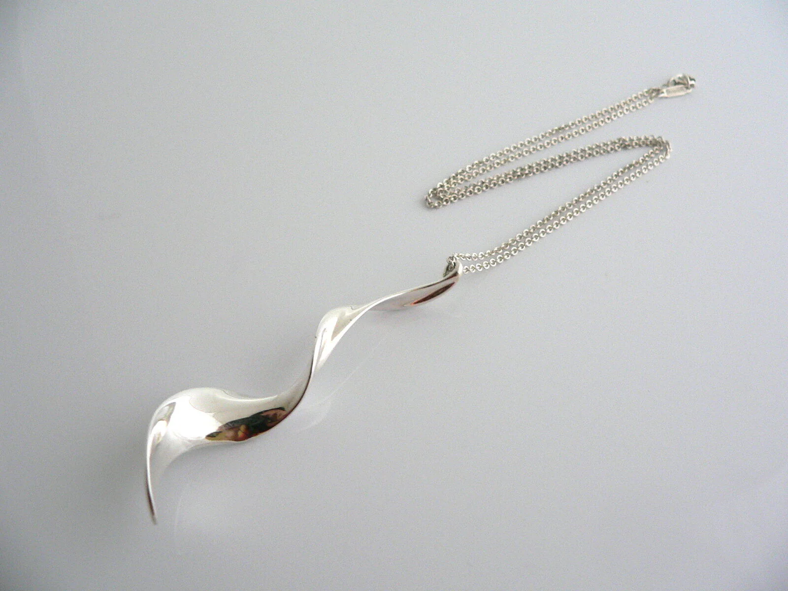 Tiffany & Co Silver Large Gehry Orchid Necklace Pendant Chain Nature Flower Gift