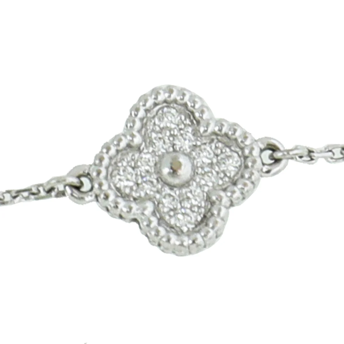 Van Cleef & Apparels 18K White Gold 1 Motif Diamond Sweet Alhambra Bracelet