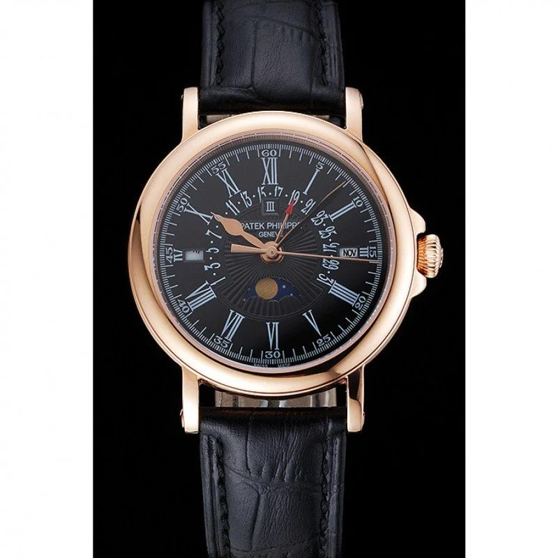 Perpetual Calendar Dial Black 40 mm, Rose Gold Plated
