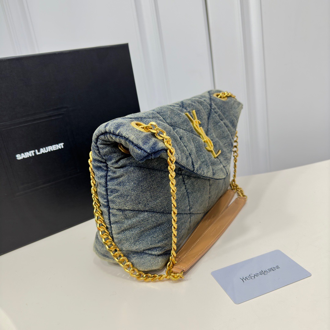 SAINT LAURENT Loulou Puffer Denim Leather Bag(Replica)
