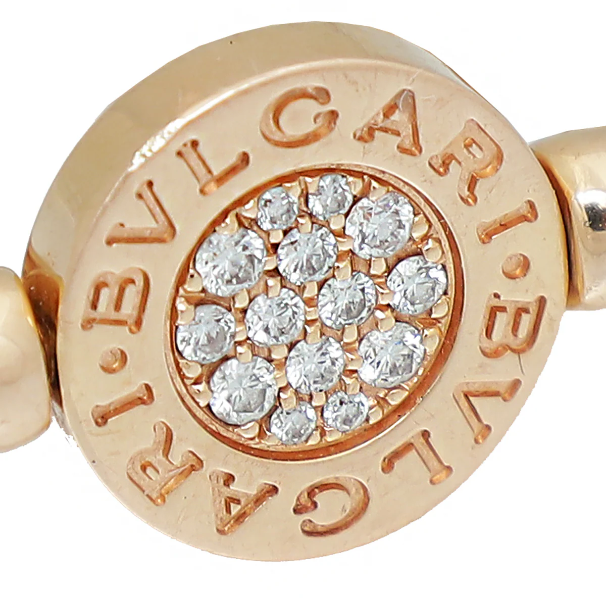 Bvlgari 18K Pink Gold Jade and Diamond Flip Ring 56