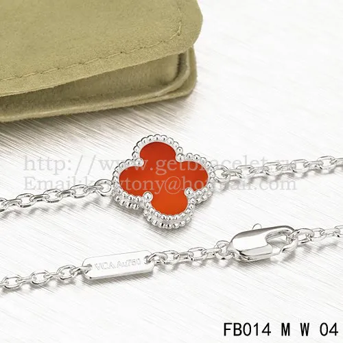 Van Cleef & Arpels Sweet Alhambra Bracelet White Gold With Carnelian Mother Of Pearl