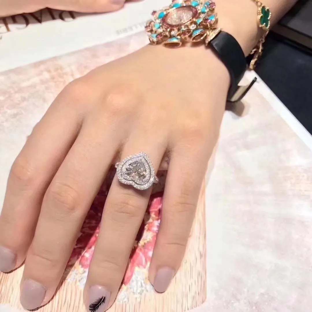 Cheap Tiffany Double Layer Hearts Diamonds Ring Chicago Cool Style Lady Jewelry