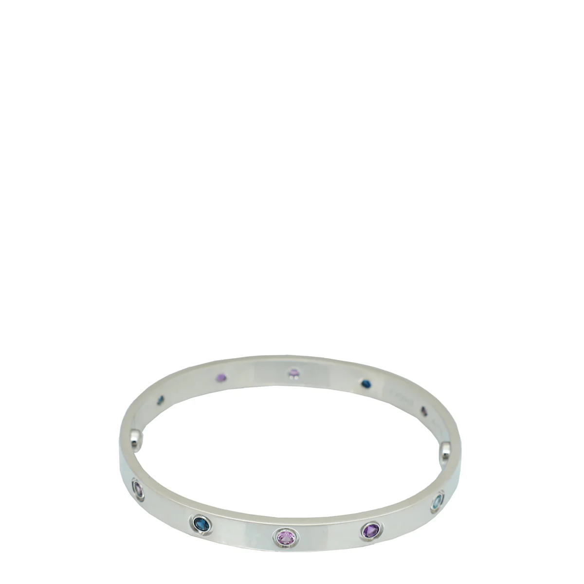 Cartier 18K White Multicolor Stones Love Bracelet 17