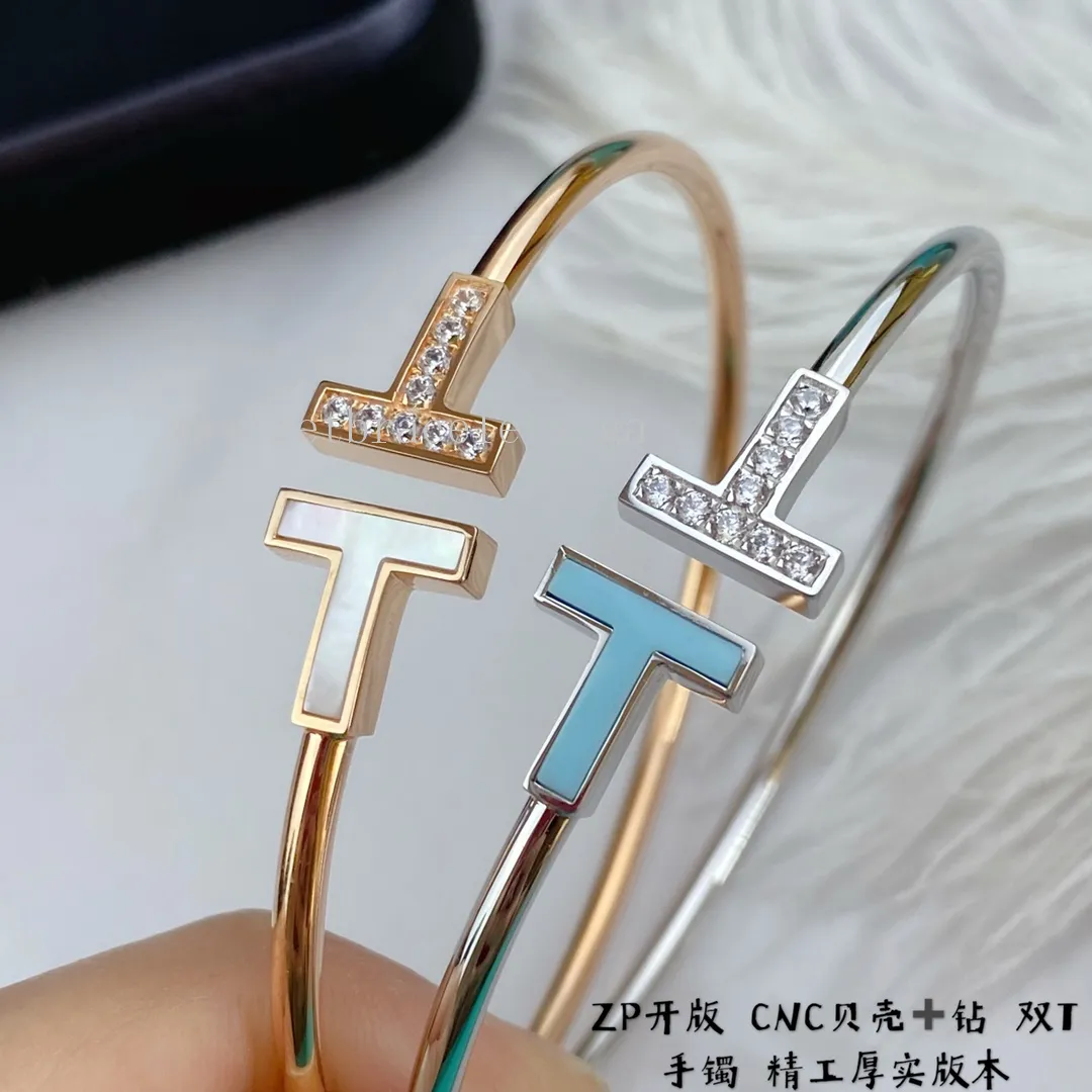 Tiffany T Diamond and Turquoise/Mother-of-pearl Wire Bracelet