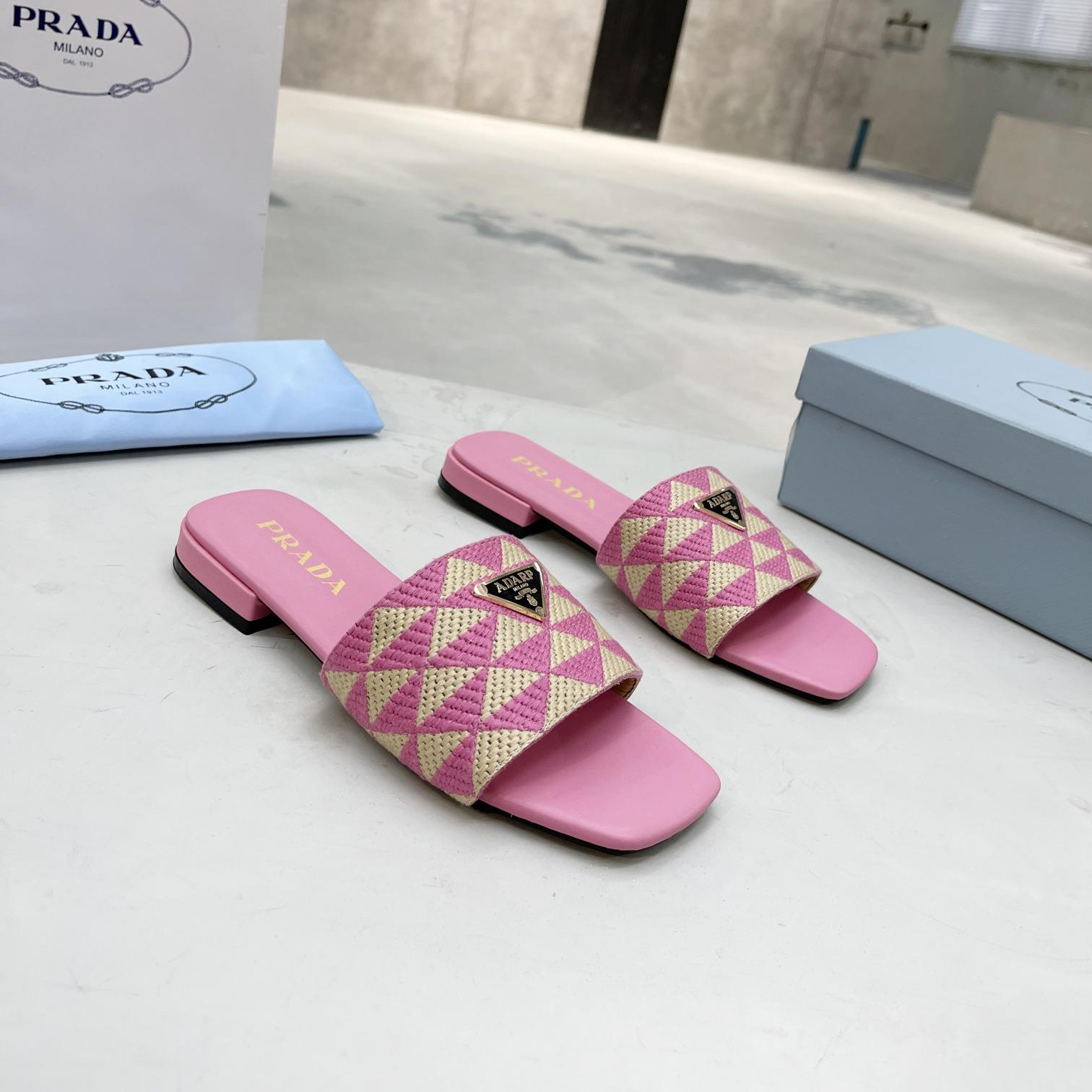 Prada Fabric Flat Bottom Slide Sandal (Replica)