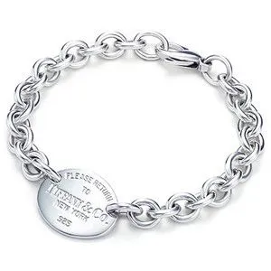 Return To Tiffany Thick Chain Oval Tag Bracelet Sterling Silver USA Women Gift