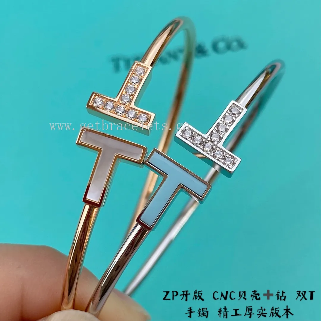 Tiffany T Diamond and Turquoise/Mother-of-pearl Wire Bracelet