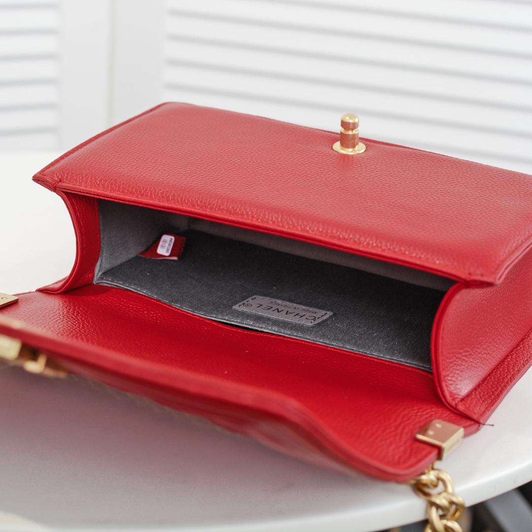 Chanel Leboy litchi or lychee pattern Shoulder Bag Handbag