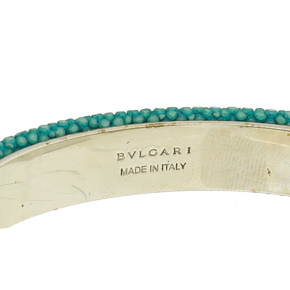 Bvlgari Green Galuchat Skin Serpenti Forever Open Bracelet