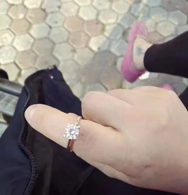 Hot Tiffany Setting Engagement White Gold Female Dimonda Ring Widding Ring In Platinum