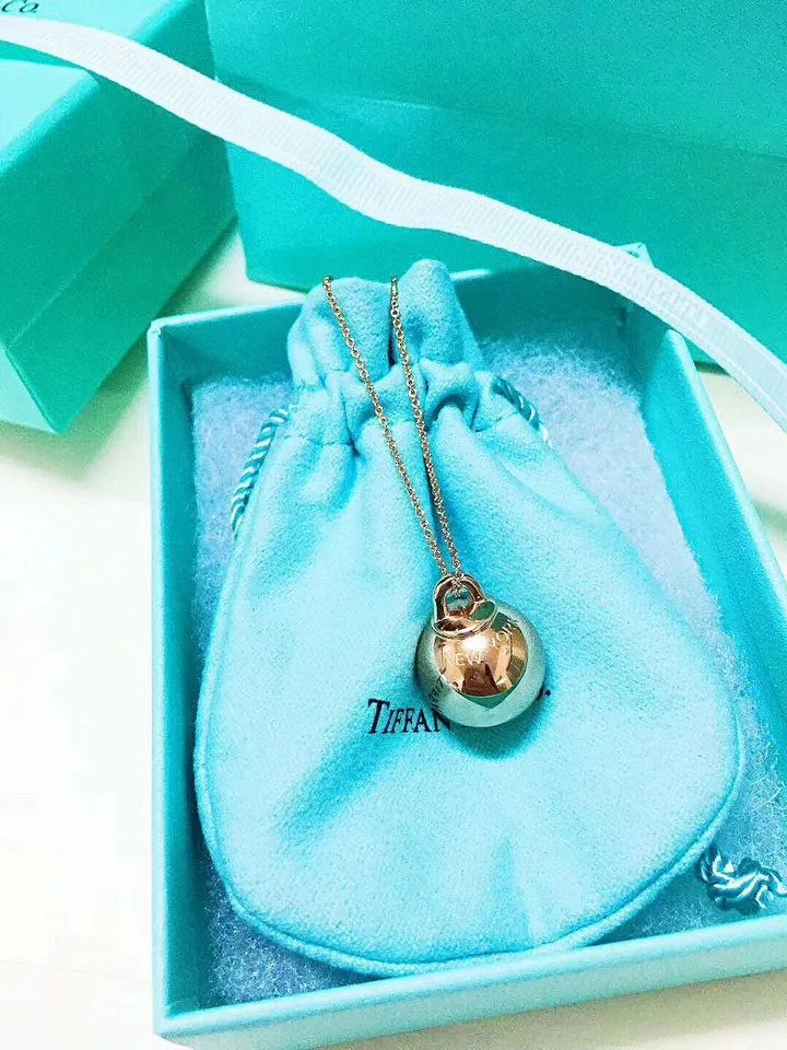 Tiffany Hardwear Ball Pendant Chain Necklace Pink/Yellow Gold Fashion Women Jewelry GRP09557/GRP09558