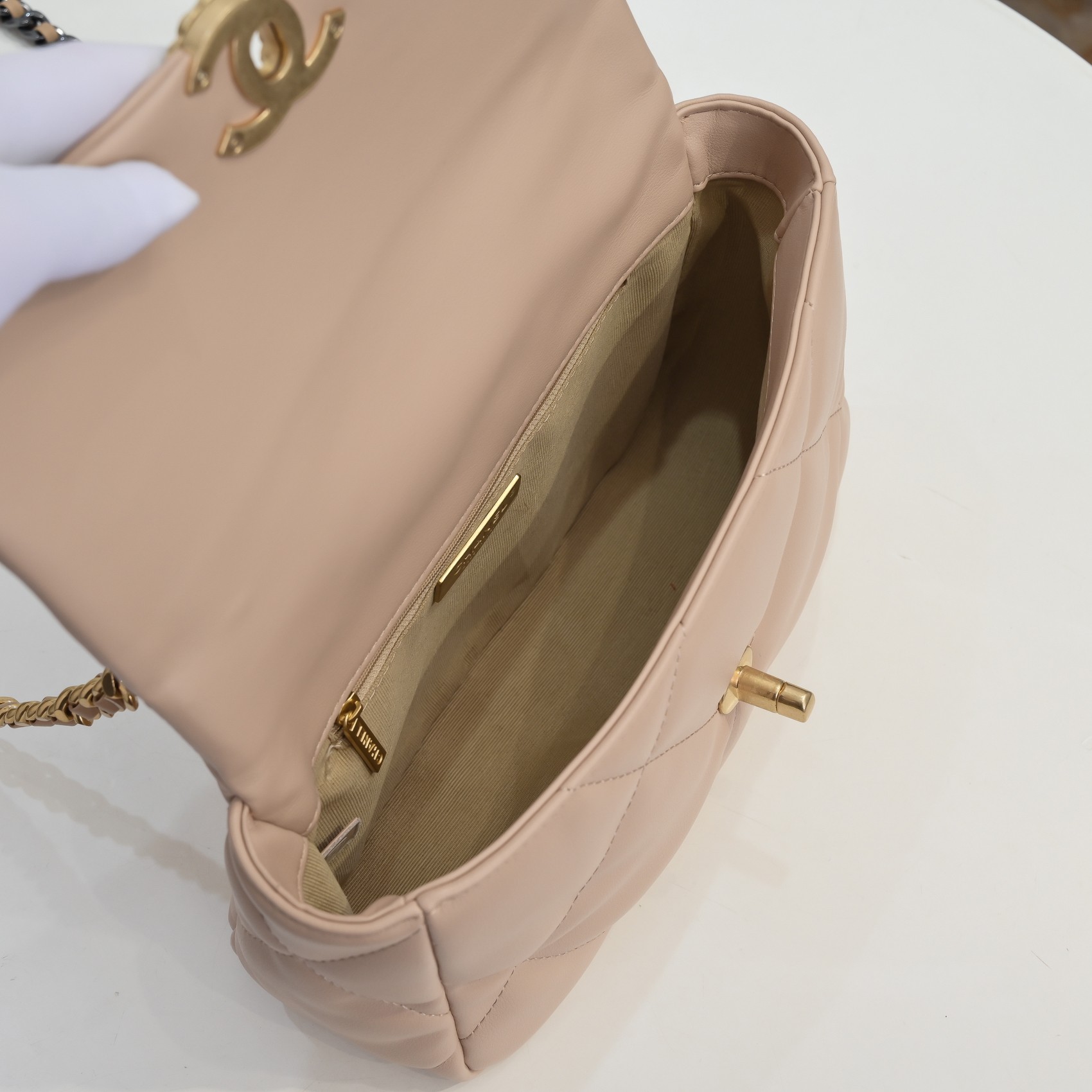 Chanel Lambskin Quilted Small 19 Flap Shoulder Bag Handbag