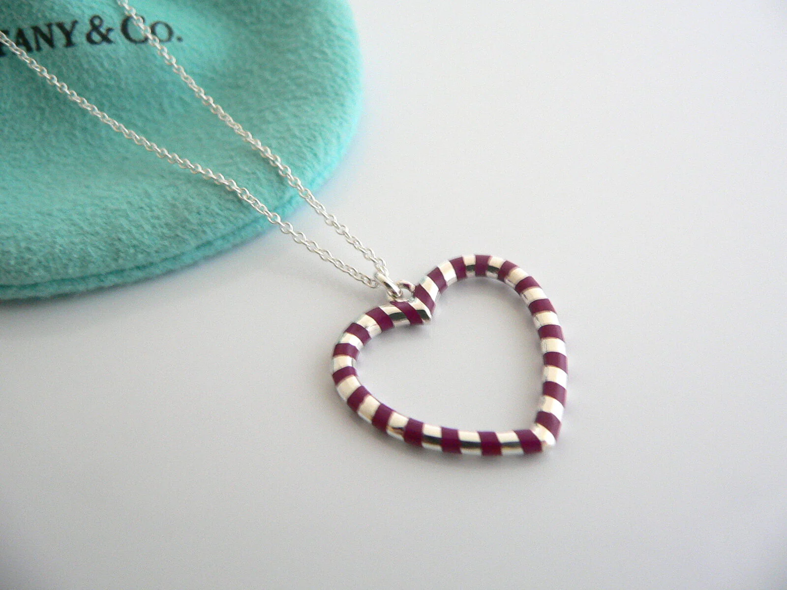 Tiffany & Co Palina Red Heart Necklace Pendant 19 Inch Chain Gift Pouch Art Rare