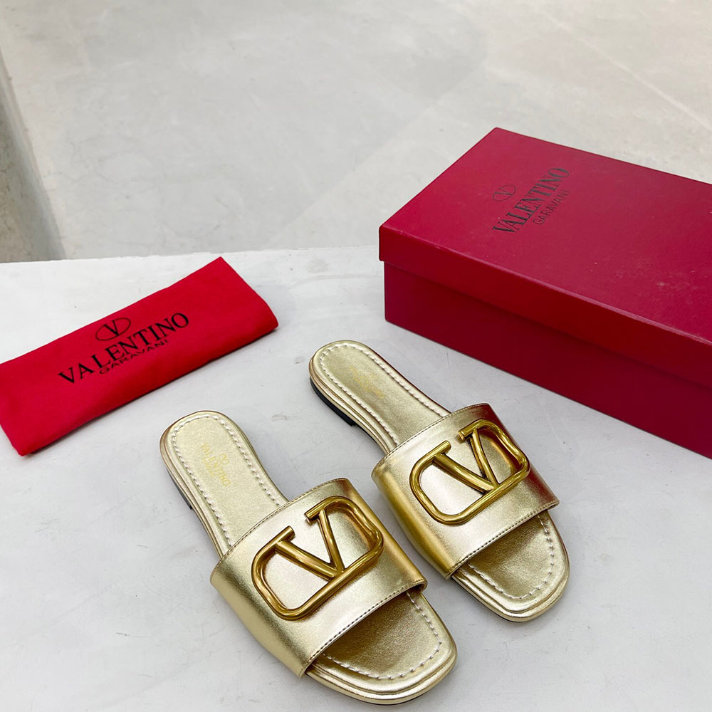 Valentino Leather Casual Fashion Flip-Flops Slide Sandal(Replica)