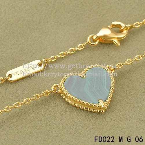 Van Cleef Arpels Sweet Alhambra Heart Pendant Yellow Gold With Malachite Mother Of Pearl