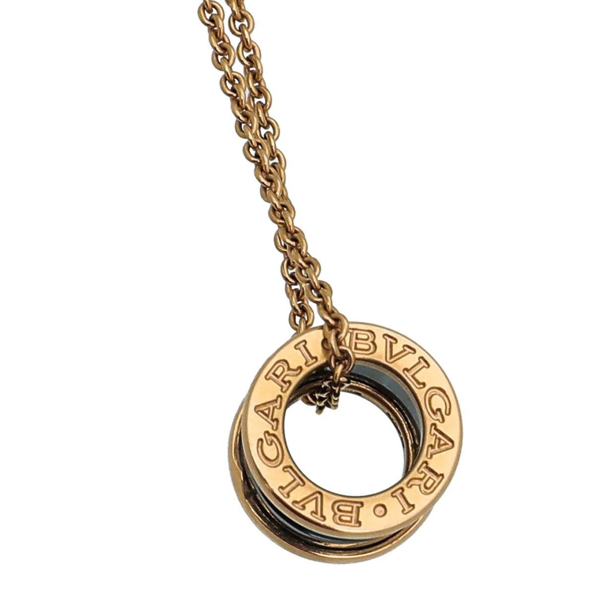 Bvlgari 18K Pink Gold Black Ceramic B.Zero 1 Pendant Necklace