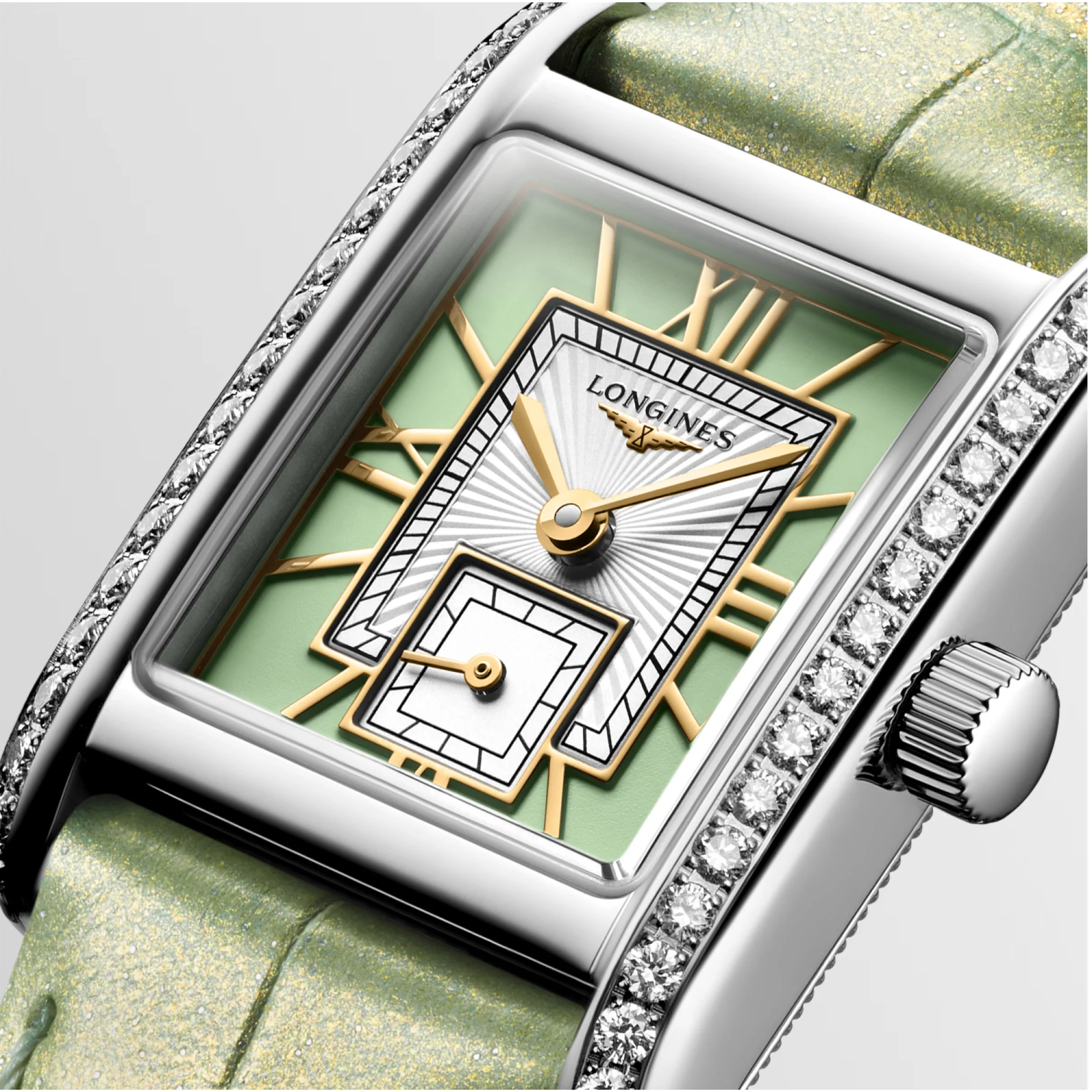 Mini DolceVita Quartz Green Diamond Watch 21.5x29MM L5.200.0.05.2