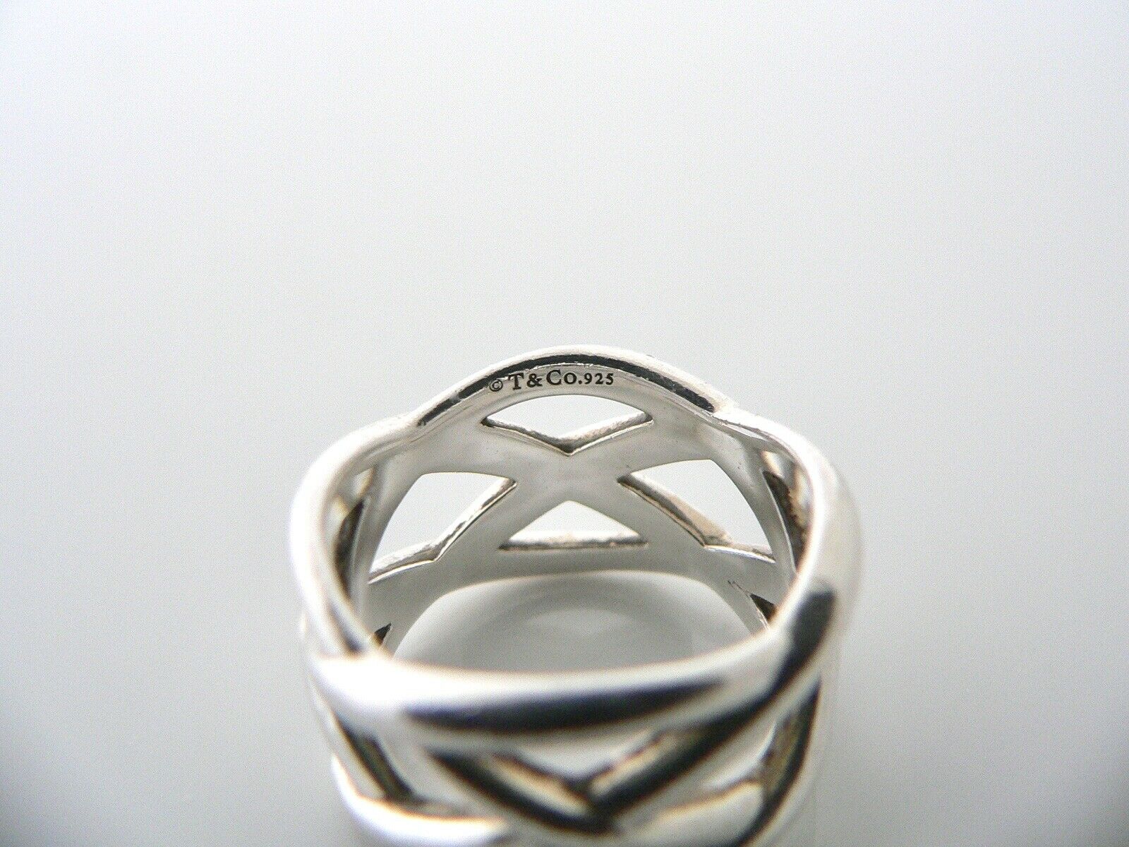 Tiffany & Co Silver Braided Knots Knot Wide Ring Band Sz 5.75 Gift Love