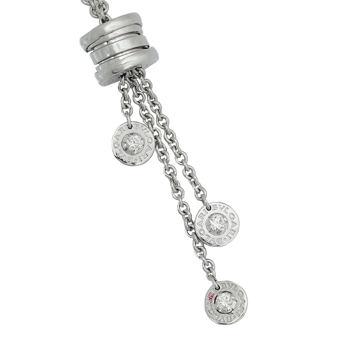 Bvlgari 18K White Gold Diamond B. Zero Lavalier Necklace