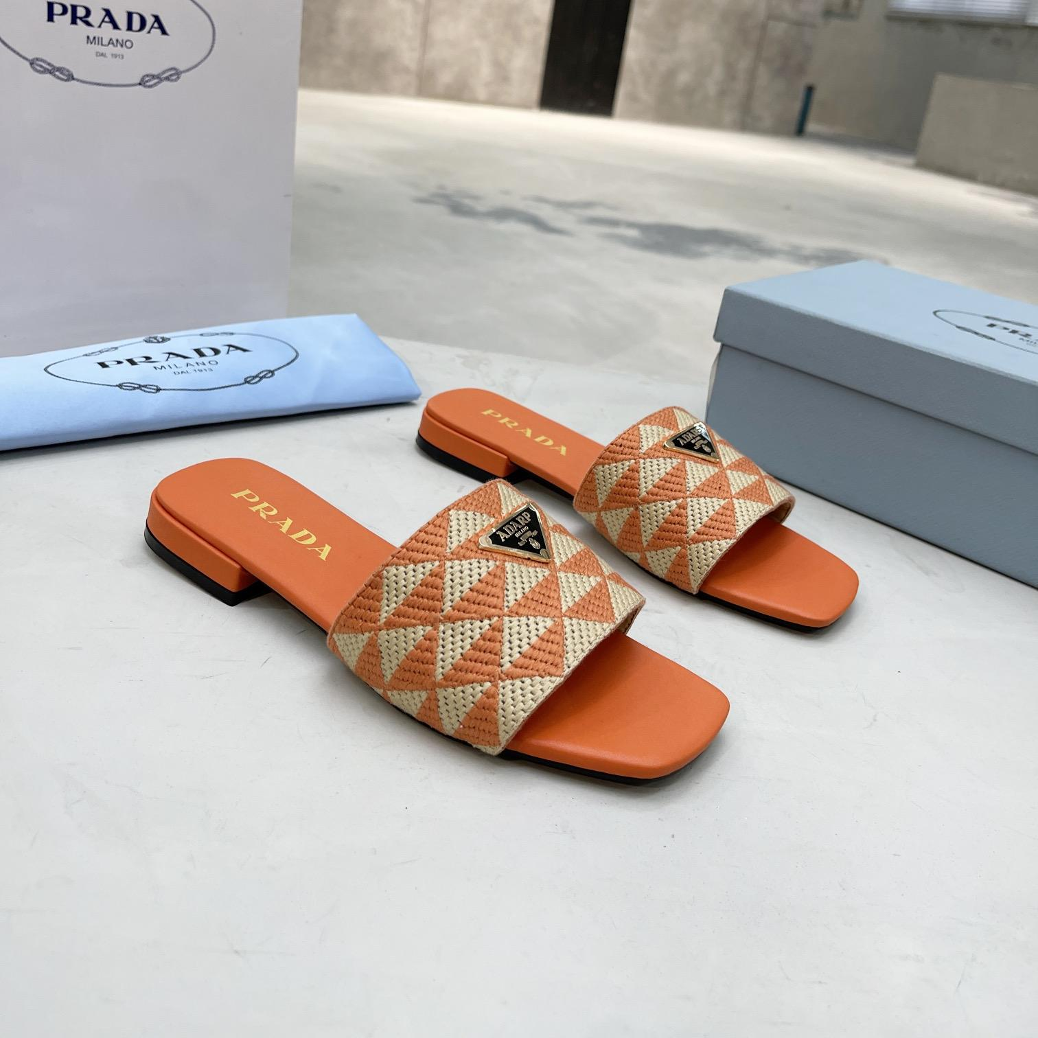 Prada Fabric Flat Bottom Slide Sandal (Replica)