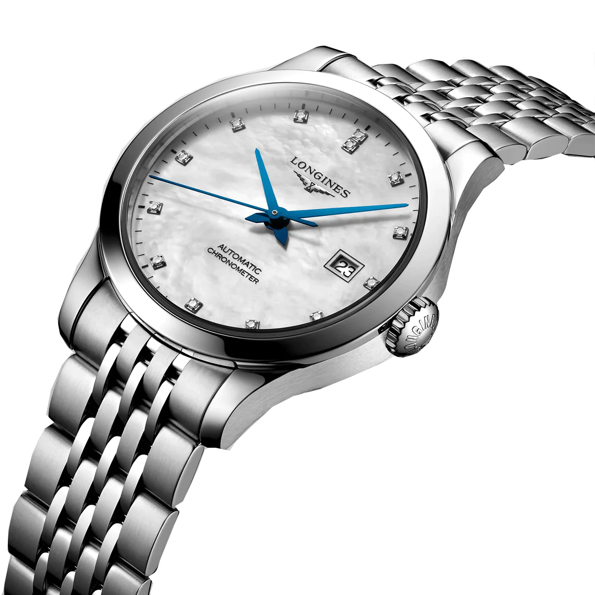 Record 30MM Automatic Mother of Pearl Dial Diamond Watch L23214876