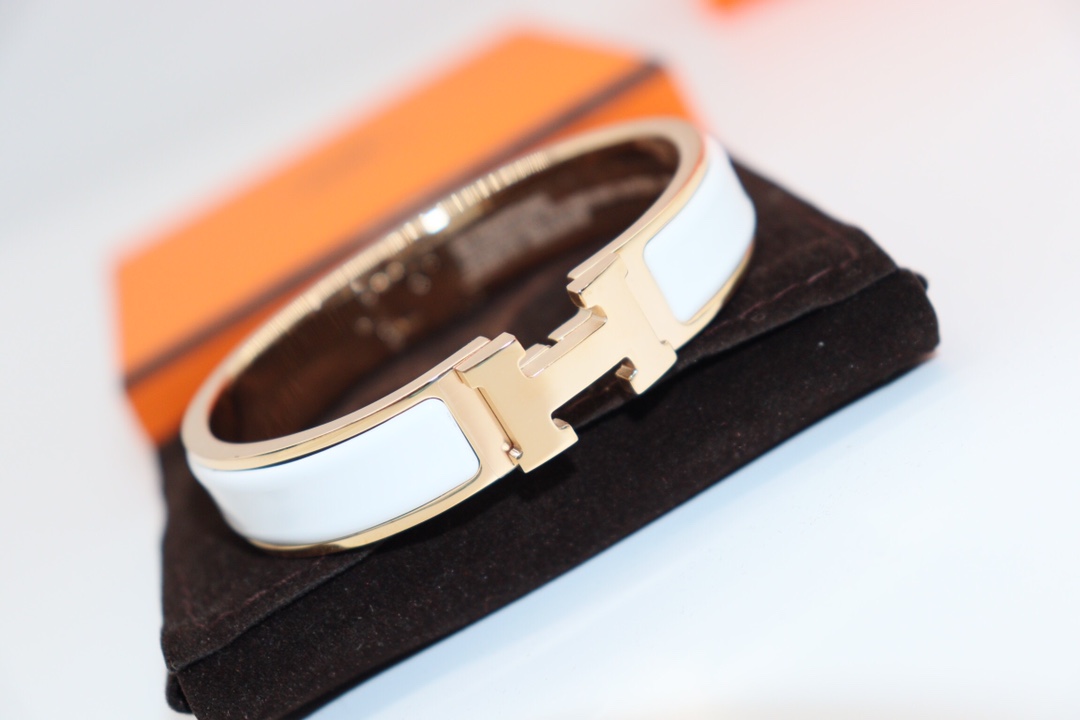 Fake Hermes Bracelet, Clic H bracelet Dupe, White Enamel Bracelet, Three Color