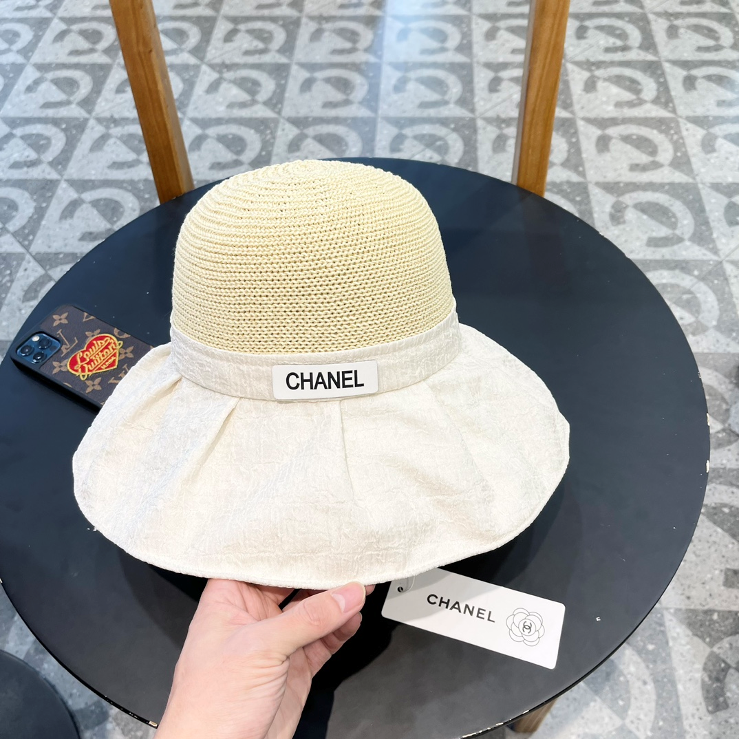 Chanel Knitted Breathable Bow Basin Hat Sunhat （Replica）