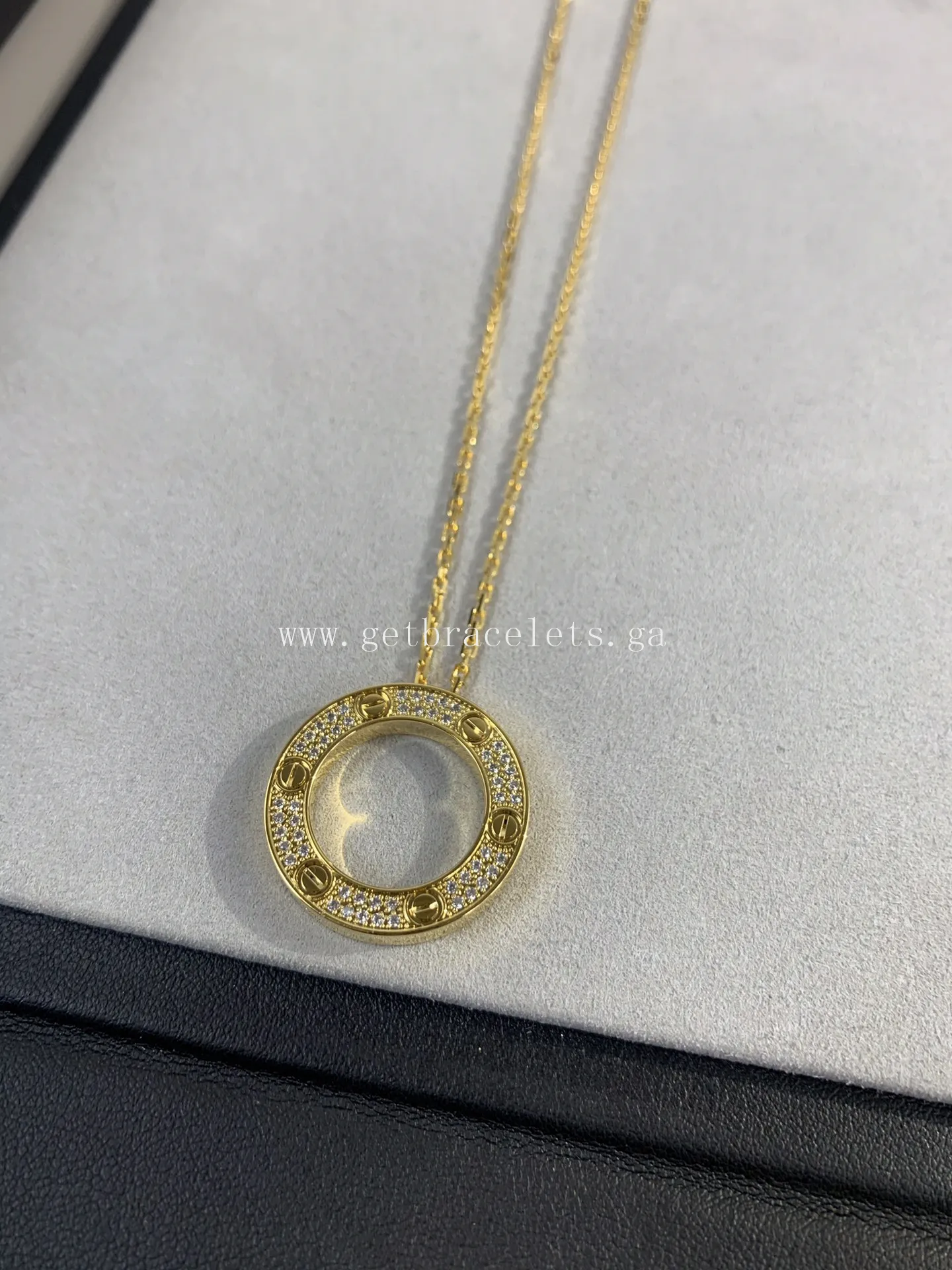 Cartier Love Necklace Yellow Gold With Pave Diamonds