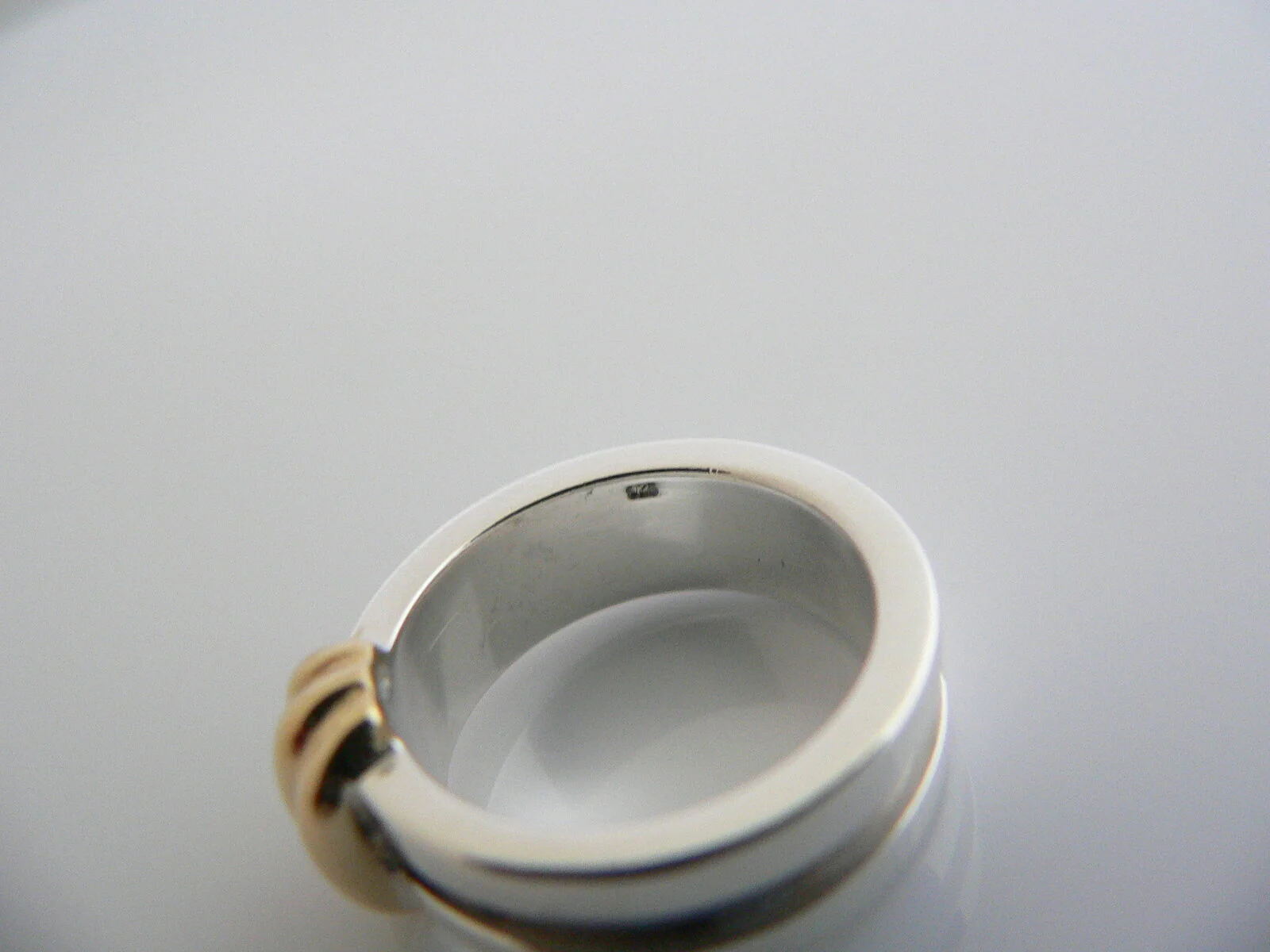 Tiffany & Co Silver 18K Gold Ring Atlas Band Sz 5.75 Love Promise Gift T and Co