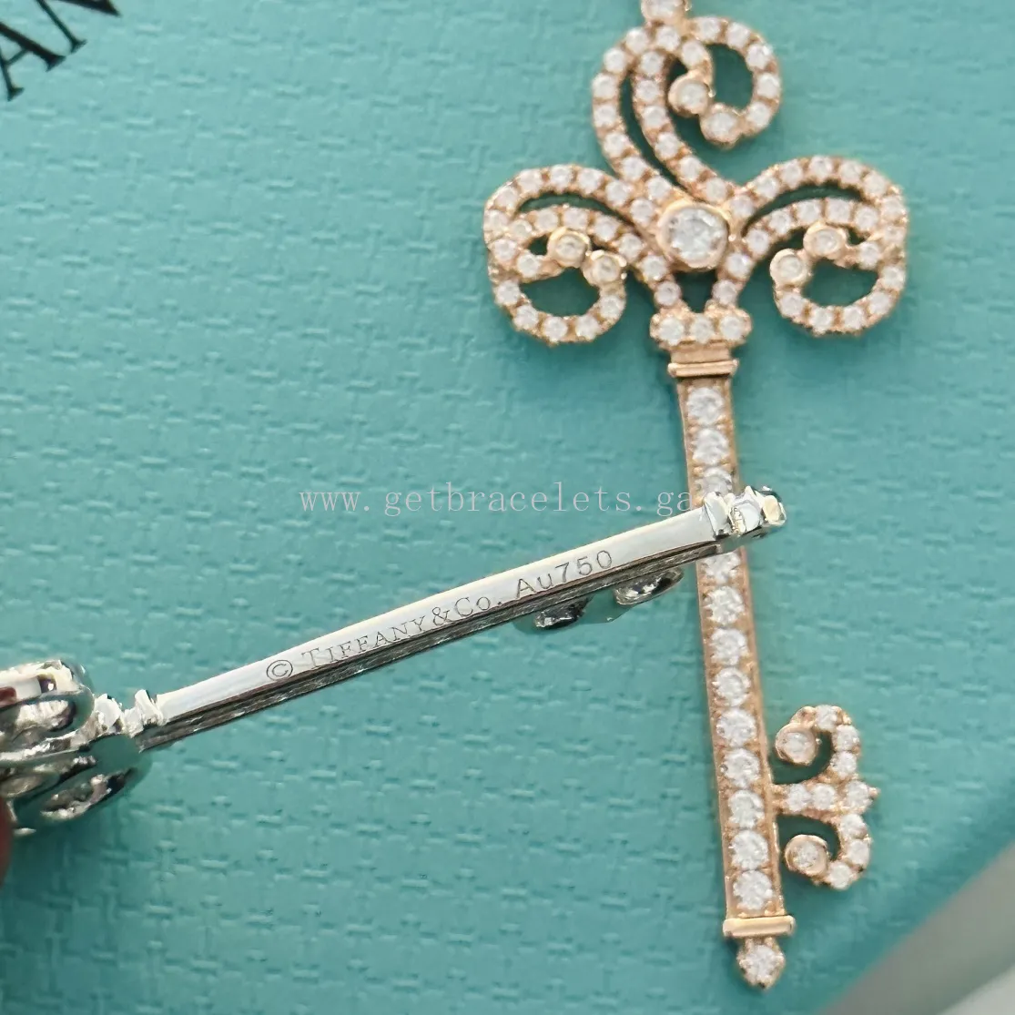 Tiffany Keys Fleur de Lis Key Pendant Rose Gold/White Gold