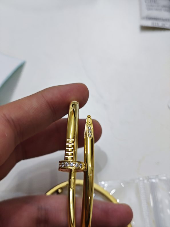 Cartier Nail Bracelet Dupe, White Gold & Rose Gold & Yellow Gold with Diamonds