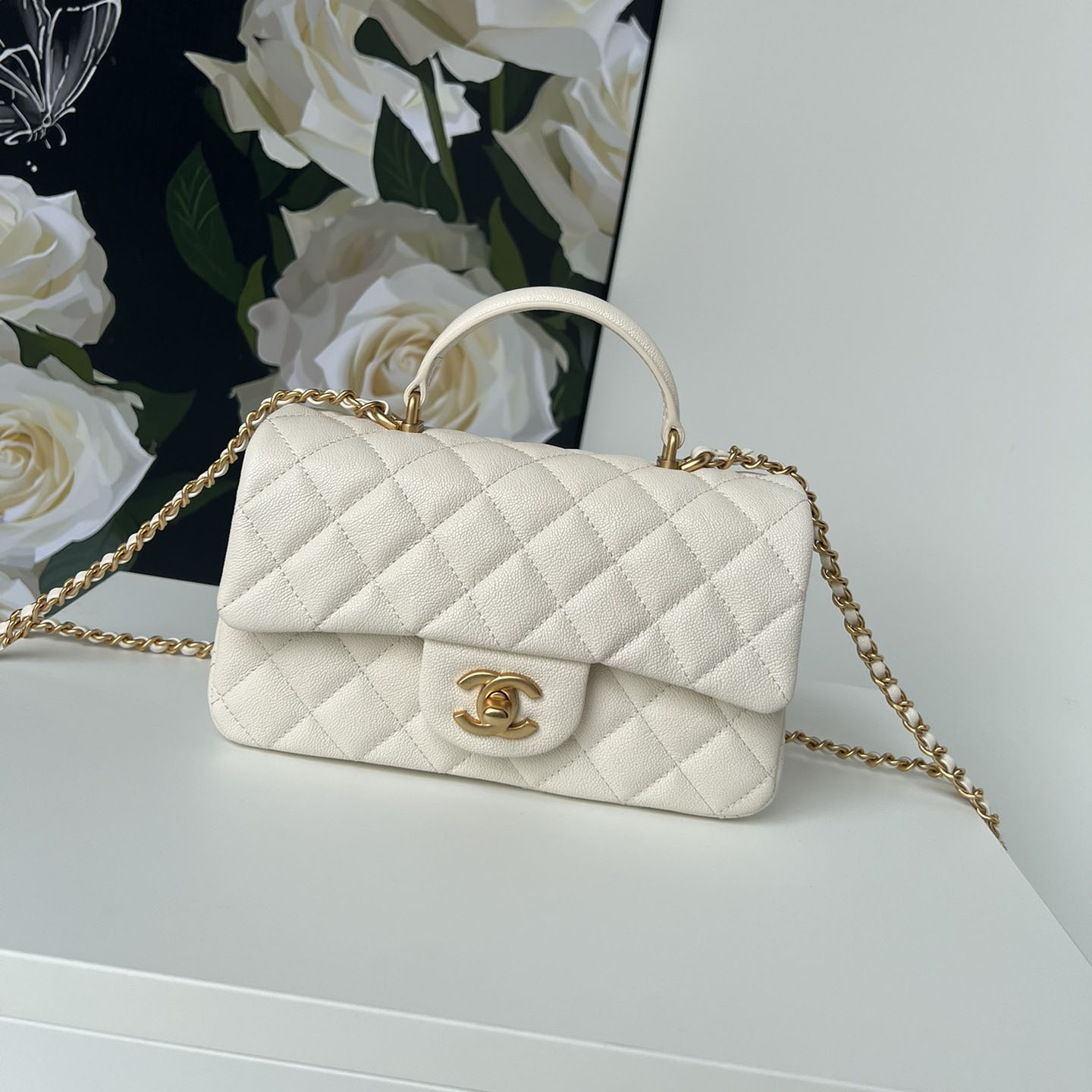 Chanel Classic Mini CF Mirror Version Flap Bag Top Handle Shoulder Bag Handbag 10A