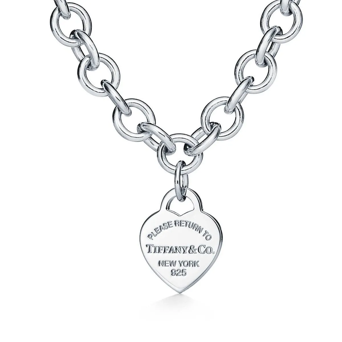 Good Price Tiffany Return To Tiffany Single Heart Pendant Thick Link 50CM Fake Necklace For Womens Silver/Rose Gold/Yellow Gold