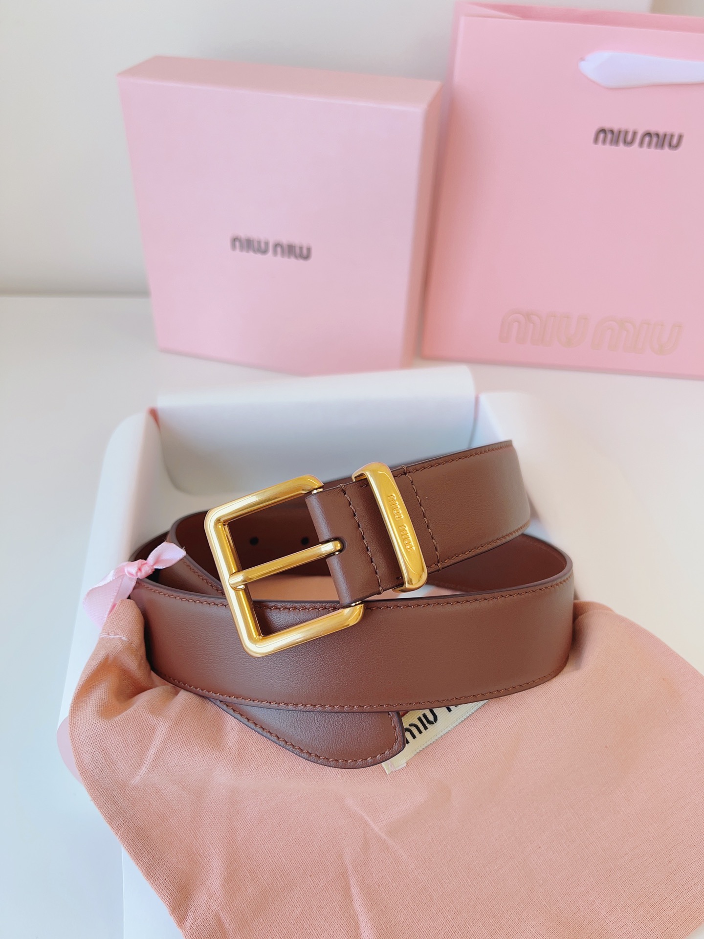 MiuMiu Leather Belts 1:1 Mirror Version