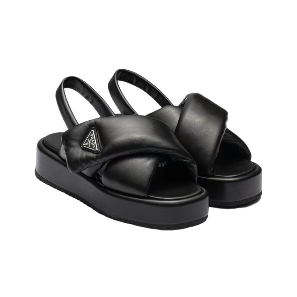 Prada Leather Peep-toe Beach Sandals Slide (Replica)