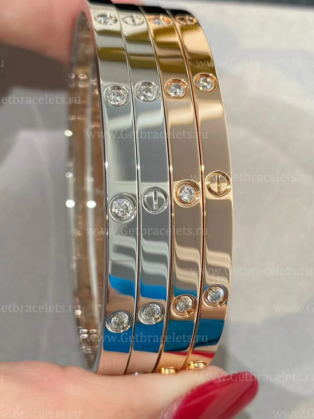 Copy Cartier Love Bracelet SM with 10 Diamonds Pink Gold B6047917