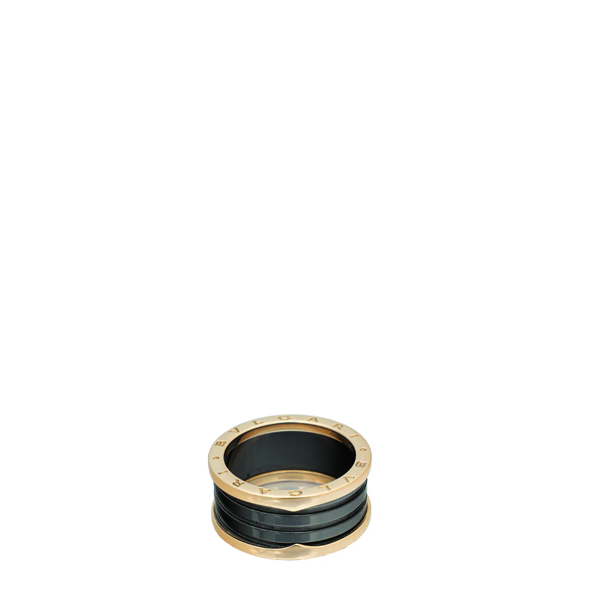 Bvlgari 18K Rose Gold Black Ceramic B Zero 4 Band Ring 67