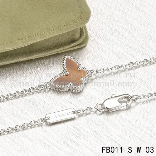 Van Cleef & Arpels Sweet Alhambra Butterfly Bracelet White Gold With Tiger's Eye Mother Of Pearl