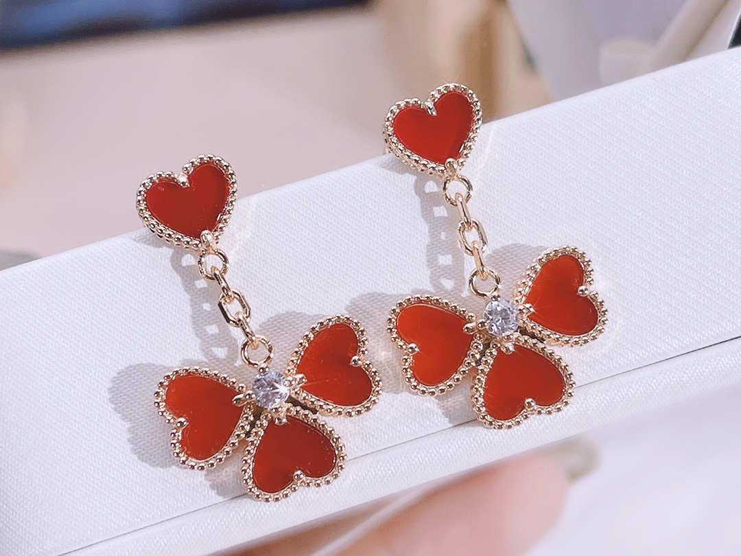 Van Cleef & Arpels Four Hearts Stud Earrings, Sweet Alhambra effeuillage earrings