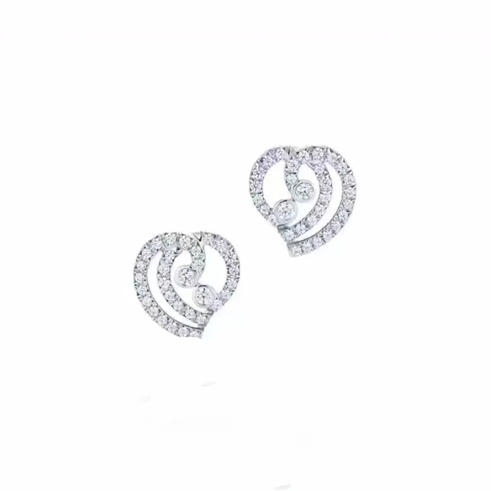 Tiffany Enchant 925 Silver Hollow Heart Ear-stud Studded Crystals For Ladies Online Replica 33725906