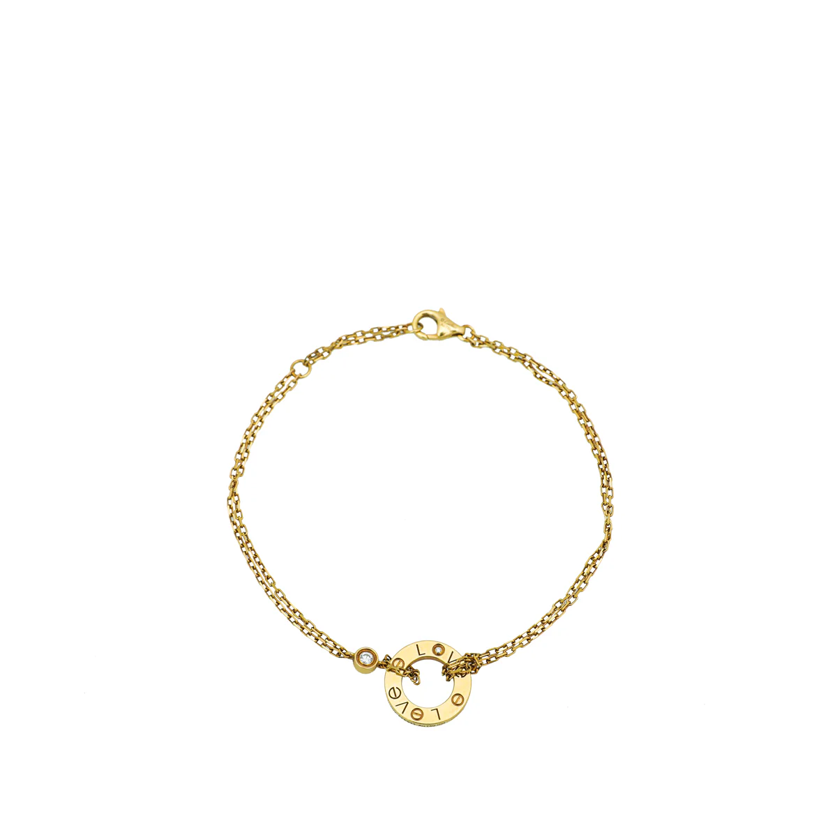 Cartier 18K Yellow Gold 2 Diamond Love Bracelet