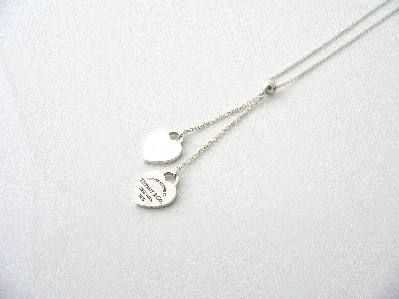 Tiffany & Co Silver Return to Tiffany Hearts Dangling Dangle Necklace Gift Love